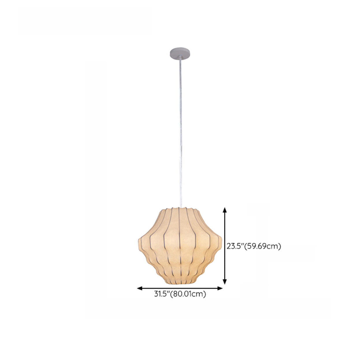 Modern Lantern White Fabric Pendant Light Flexible