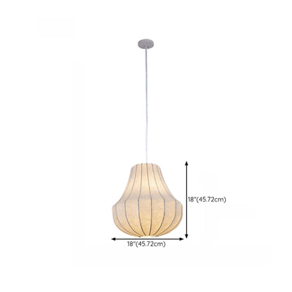 Modern Lantern White Fabric Pendant Light Flexible