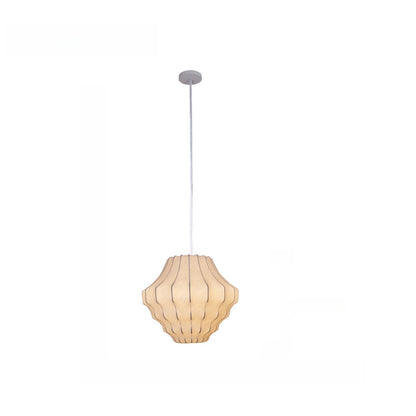 Modern Lantern White Fabric Pendant Light Flexible