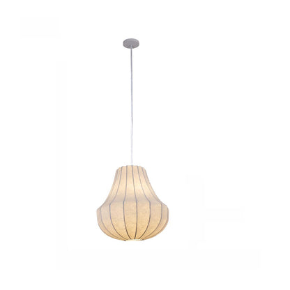 Modern Lantern White Fabric Pendant Light Flexible