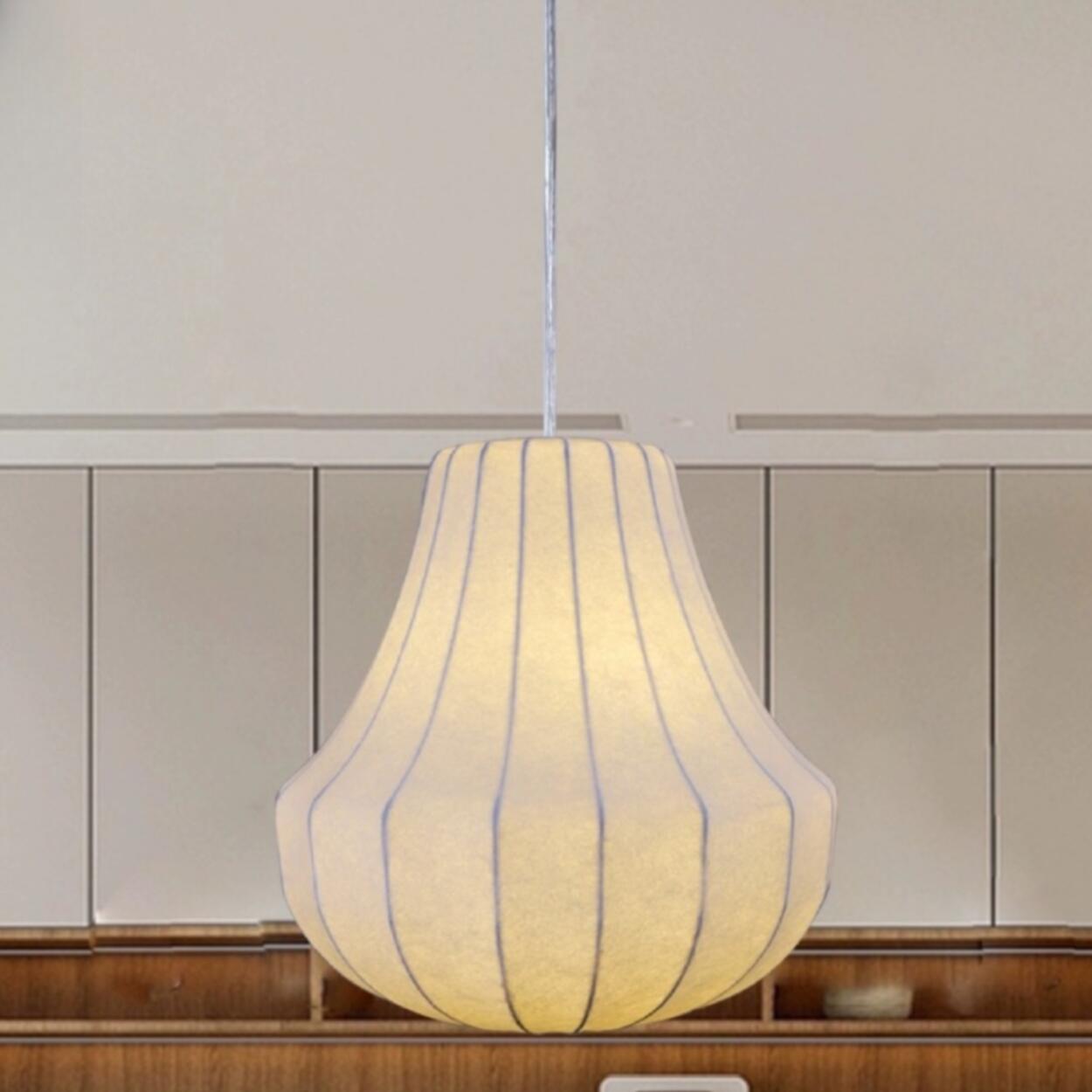 Modern Lantern White Fabric Pendant Light Flexible