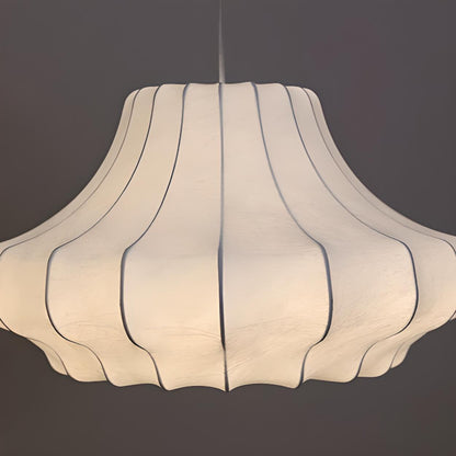 Modern Lantern White Fabric Pendant Light Flexible