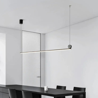 Minimalist Black Linear Metal Kitchen Black Pendant Light