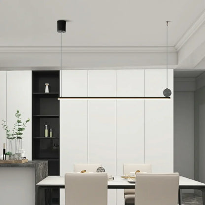 Minimalist Black Linear Metal Kitchen Black Pendant Light