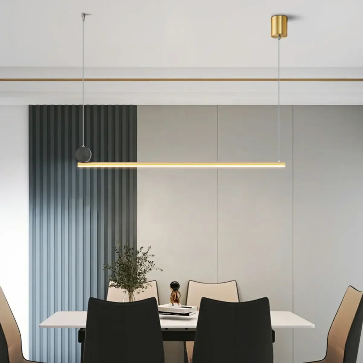 Minimalist Black Linear Metal Kitchen Black Pendant Light