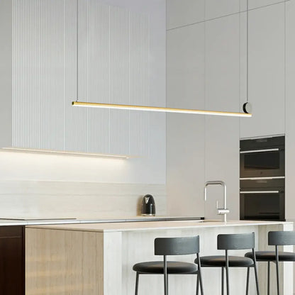 Minimalist Black Linear Metal Kitchen Black Pendant Light