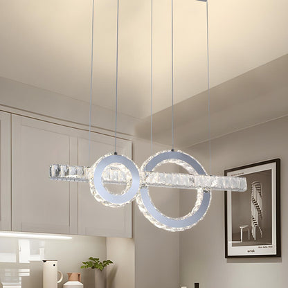 Modern Linear Stainless Steel Crystal Ring Pendant Light