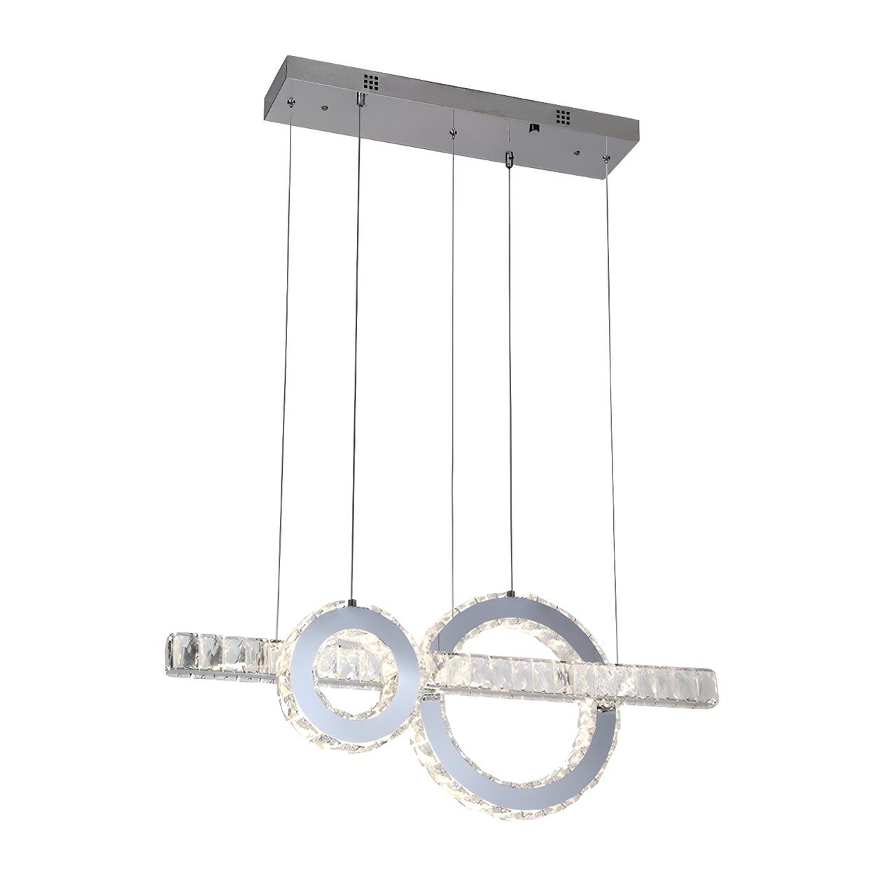 Modern Linear Stainless Steel Crystal Ring Pendant Light