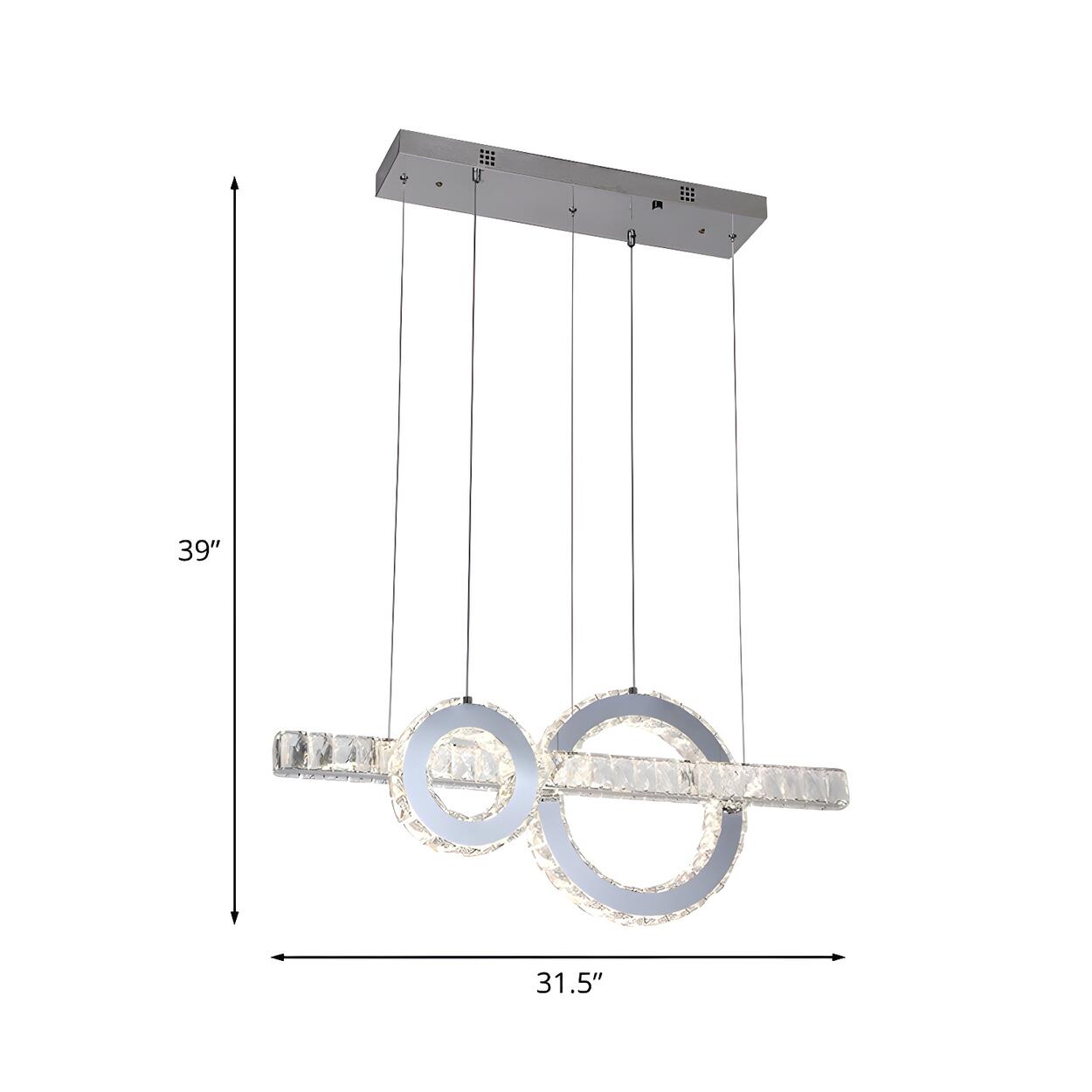 Modern Linear Stainless Steel Crystal Ring Pendant Light