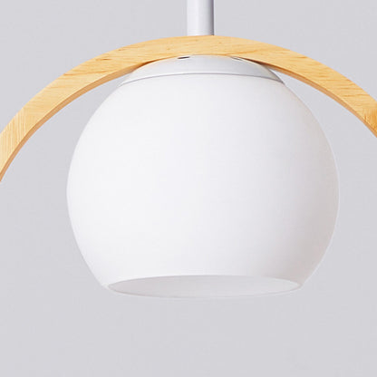 Modern Living Room Ceramic Bird Wooden Ring Pendant Light