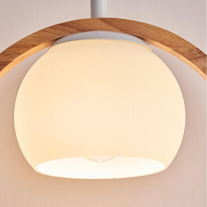 Modern Living Room Ceramic Bird Wooden Ring Pendant Light