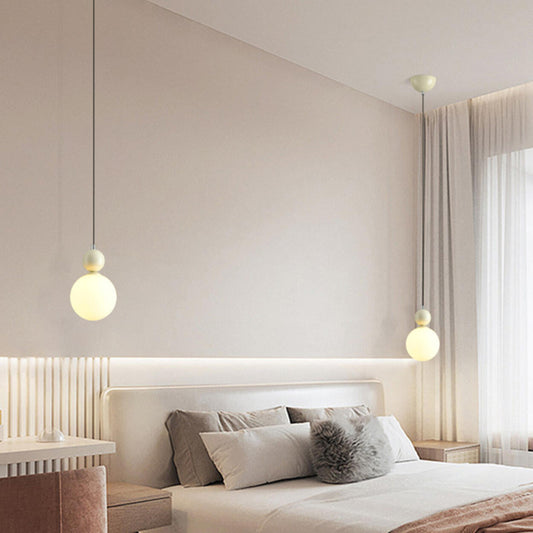 Modern Macaron Globe White Glass Bedroom Pendant Light