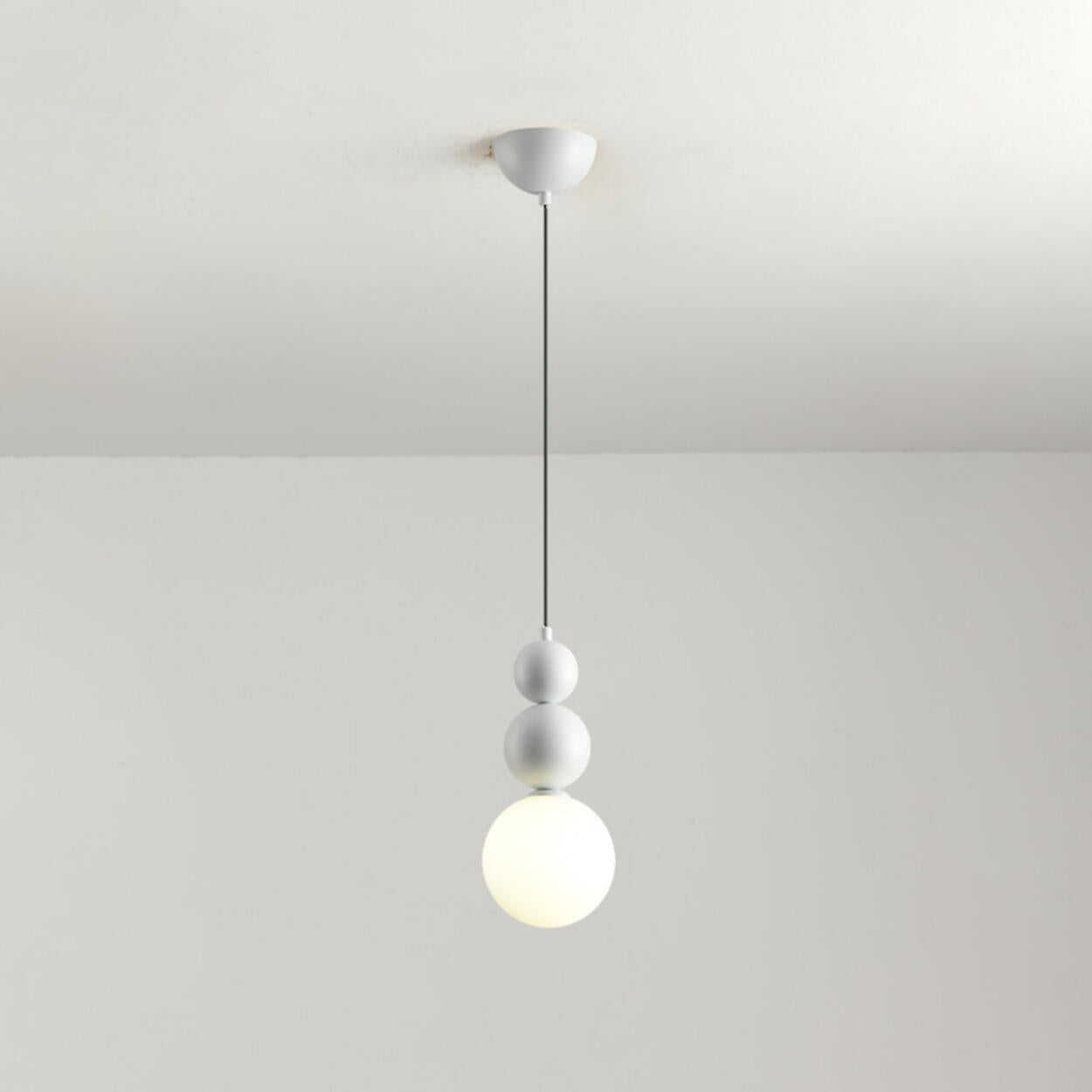 Modern Macaron Globe White Glass Bedroom Pendant Light