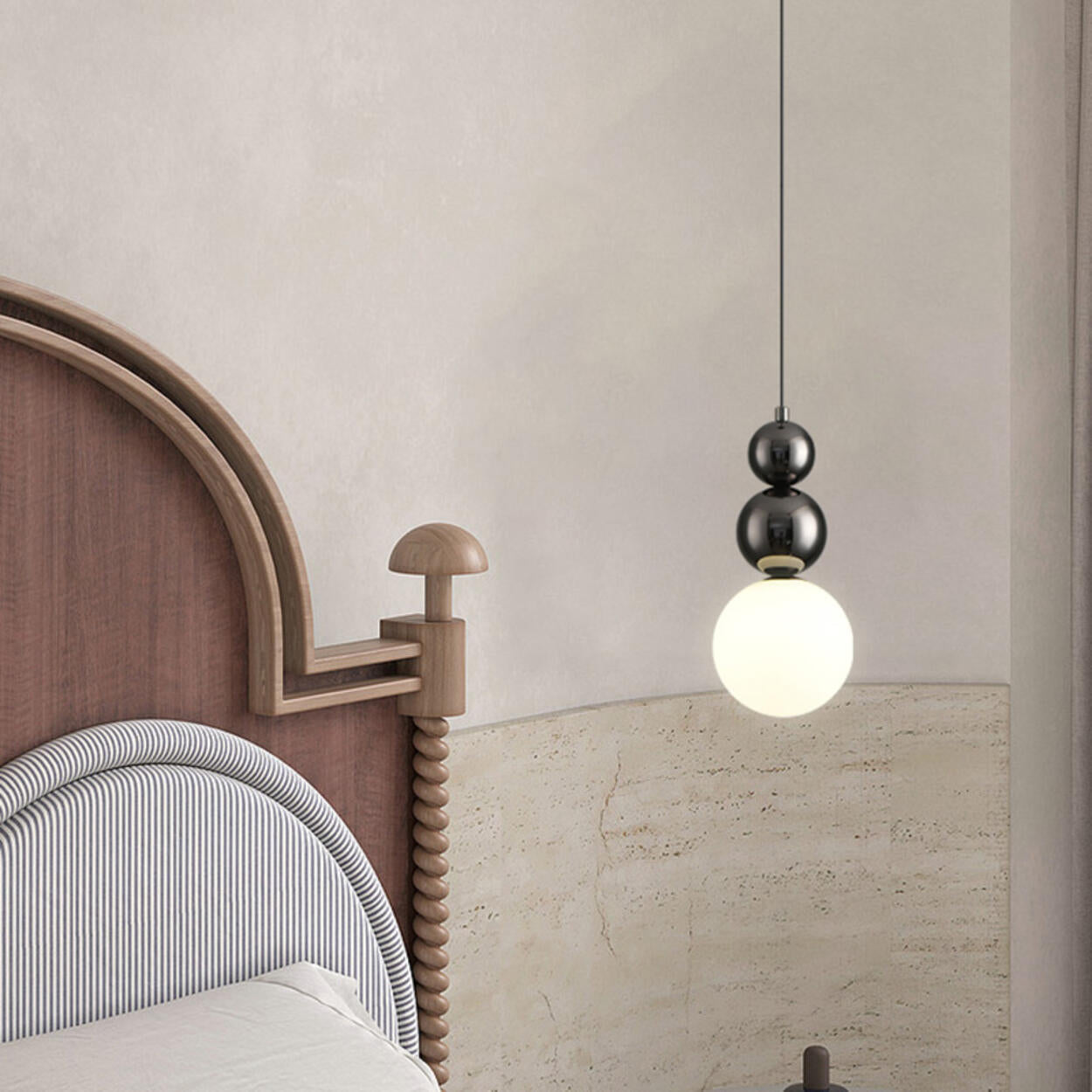 Modern Macaron Globe White Glass Bedroom Pendant Light