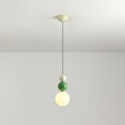 Modern Macaron Globe White Glass Bedroom Pendant Light