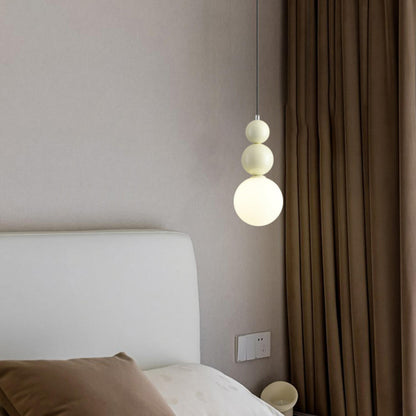 Modern Macaron Globe White Glass Bedroom Pendant Light