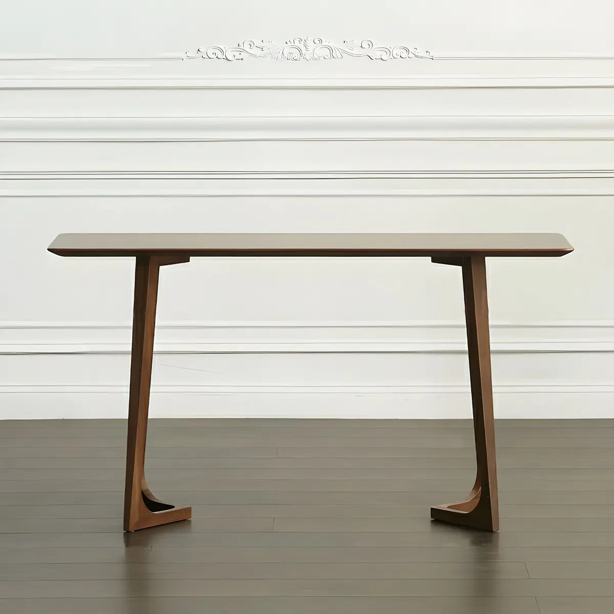 Modern Minimalist Rectangular Wooden Brown Console Table