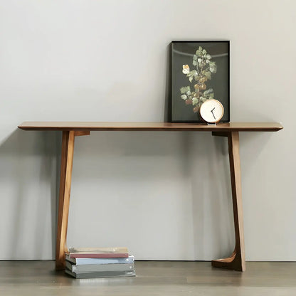 Modern Minimalist Rectangular Wooden Brown Console Table