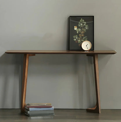 Modern Minimalist Rectangular Wooden Brown Console Table