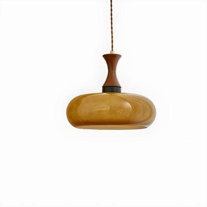 Modern Orange Bowl Amber Glass Flexible Length Pendant Light