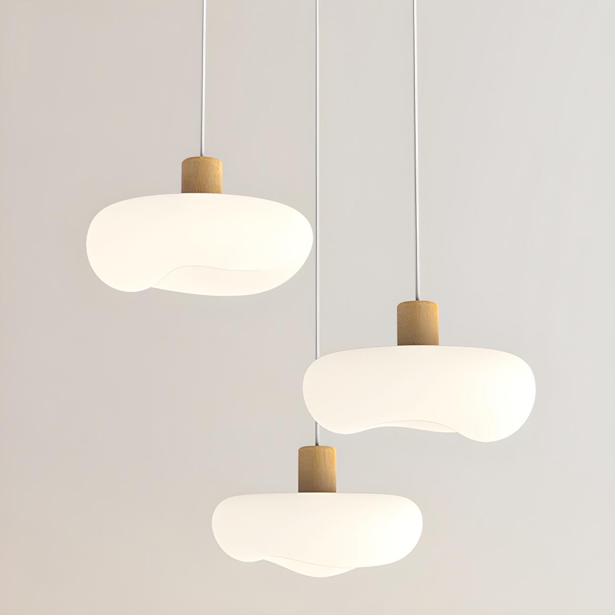 Modern Organic Cloud White Frosted Glass Pendant Light