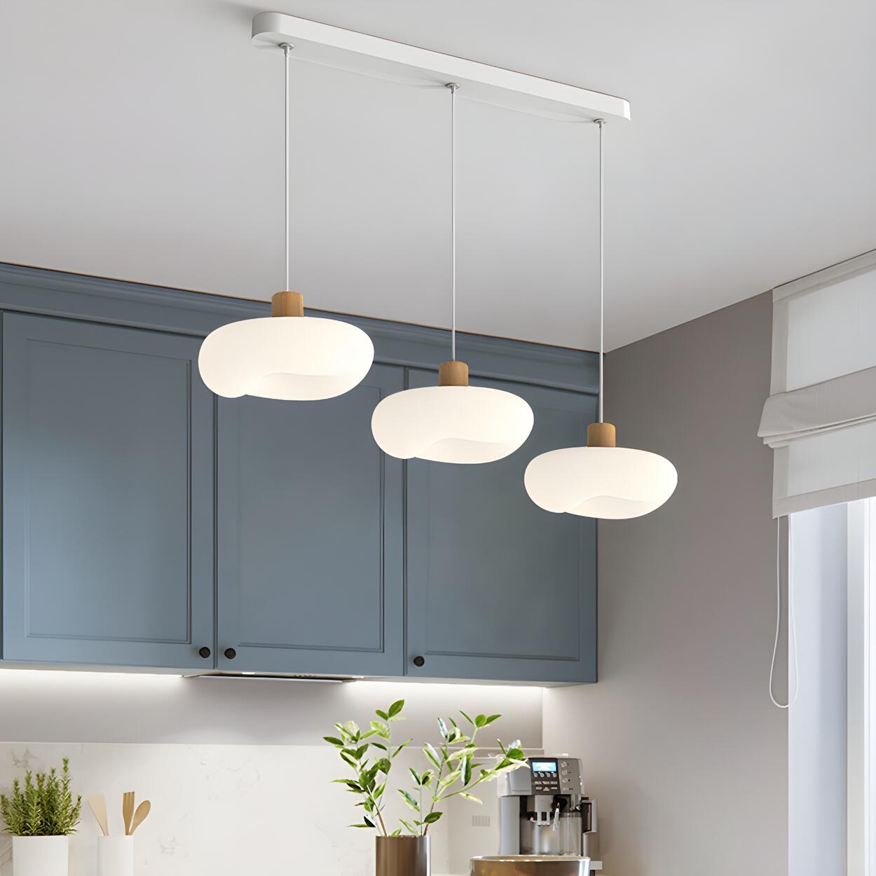 Modern Organic Cloud White Frosted Glass Pendant Light