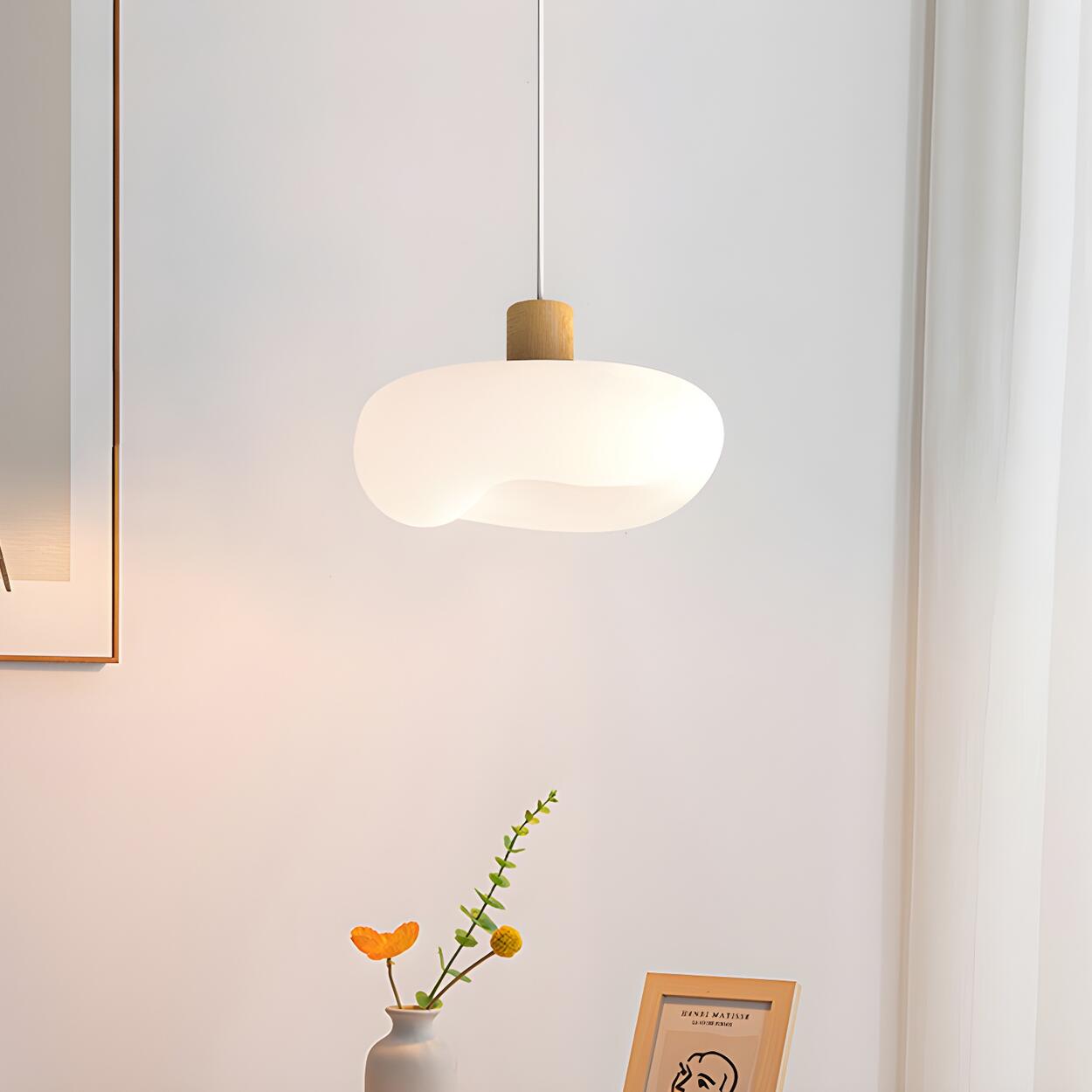 Modern Organic Cloud White Frosted Glass Pendant Light