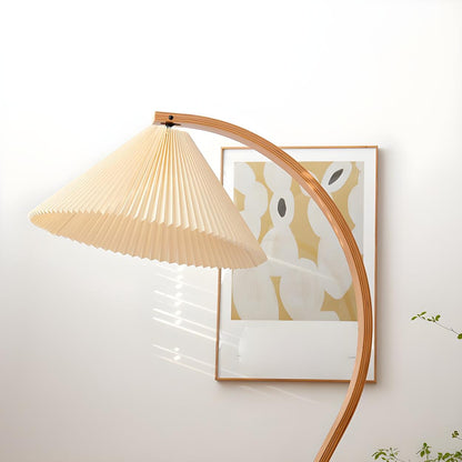 Modern Pleated Shade and Curved Black Floor Lamp