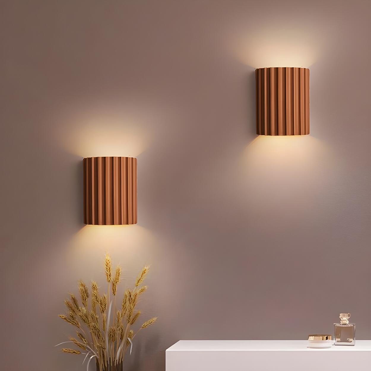 Modern Ribbed Half Cylinder Up Down Wall Light Sconce