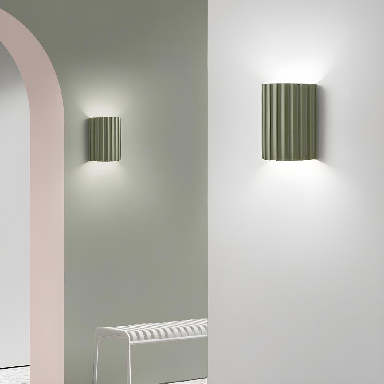 Modern Ribbed Half Cylinder Up Down Wall Light Sconce