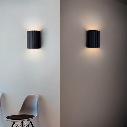 Modern Ribbed Half Cylinder Up Down Wall Light Sconce