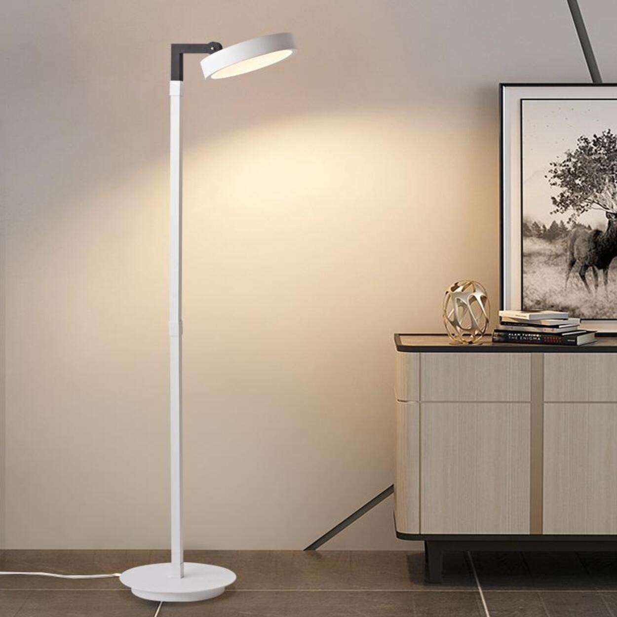 Modern Rotating White Round Metal LED Floor Lamp