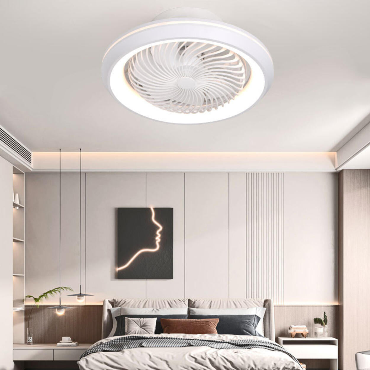 Modern Round 7 Clear Blades Ceiling Fan with LED Light