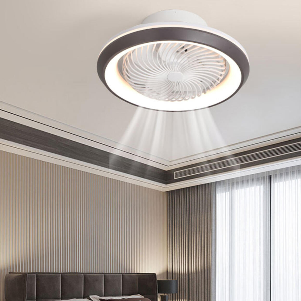 Modern Round 7 Clear Blades Ceiling Fan with LED Light