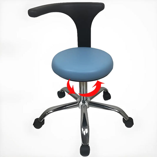 Modern Round Alloy Blue Office Stool Casters Upholstered