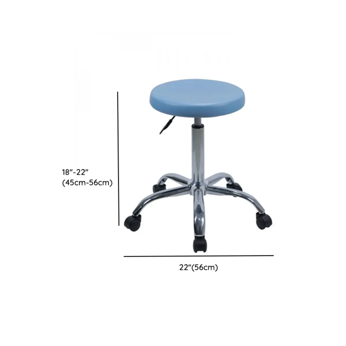 Modern Round Alloy Blue Office Stool Casters Upholstered