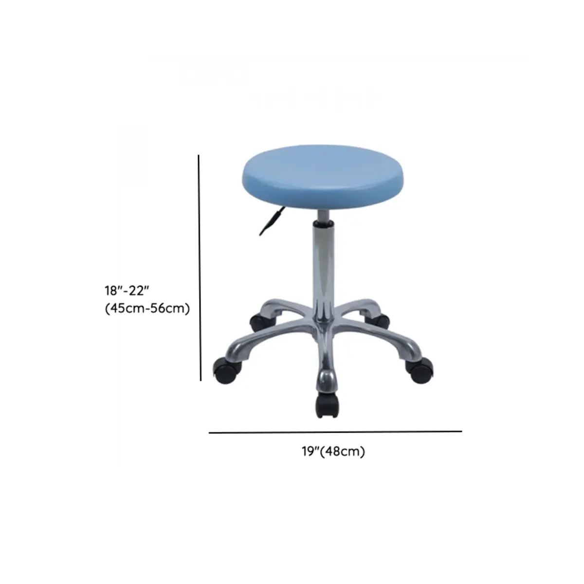 Modern Round Alloy Blue Office Stool Casters Upholstered