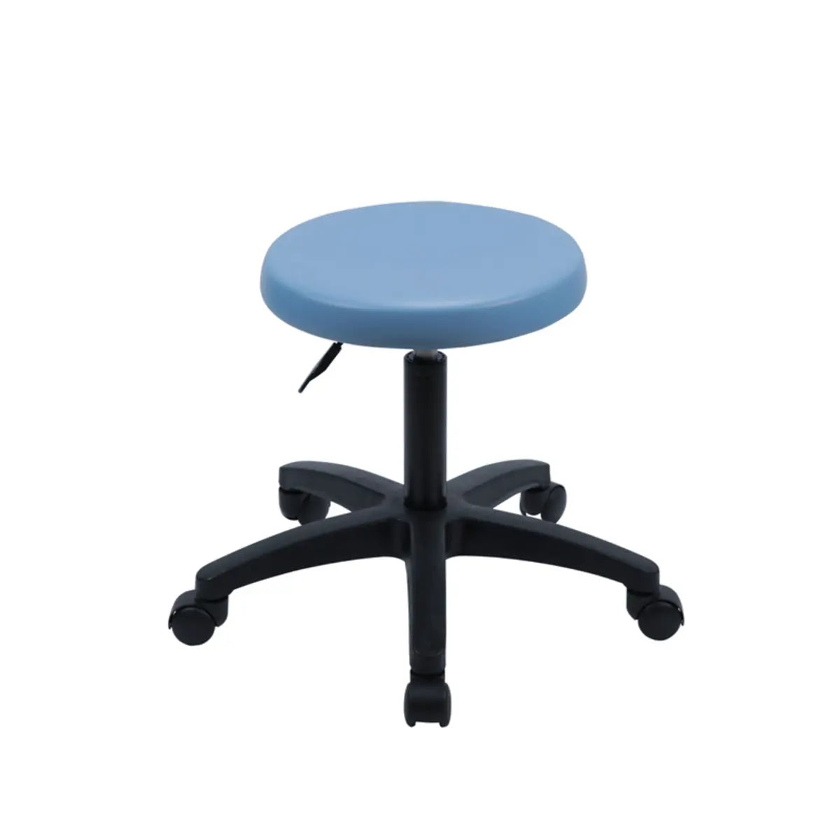 Modern Round Alloy Blue Office Stool Casters Upholstered