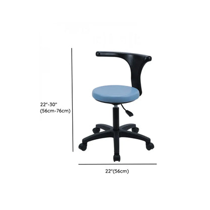 Modern Round Alloy Blue Office Stool Casters Upholstered