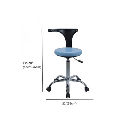 Modern Round Alloy Blue Office Stool Casters Upholstered