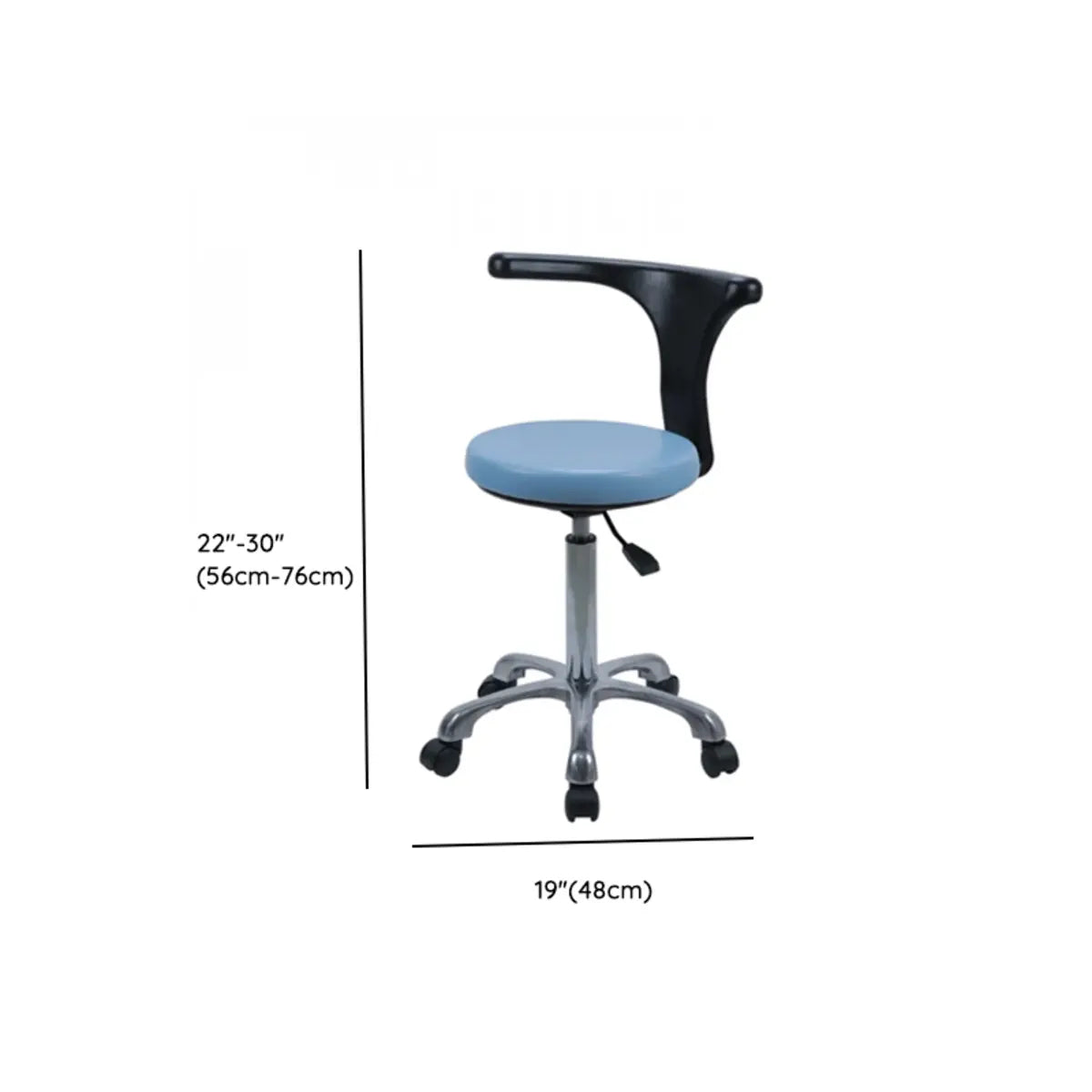 Modern Round Alloy Blue Office Stool Casters Upholstered