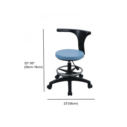 Modern Round Alloy Blue Office Stool Casters Upholstered