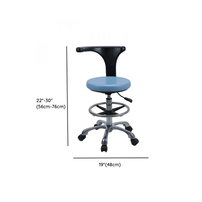 Modern Round Alloy Blue Office Stool Casters Upholstered