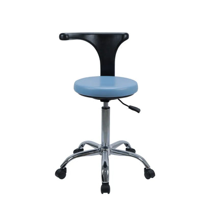 Modern Round Alloy Blue Office Stool Casters Upholstered