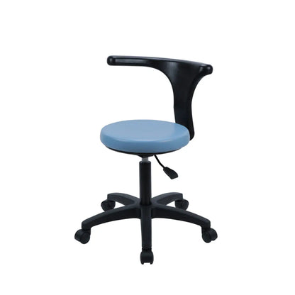 Modern Round Alloy Blue Office Stool Casters Upholstered