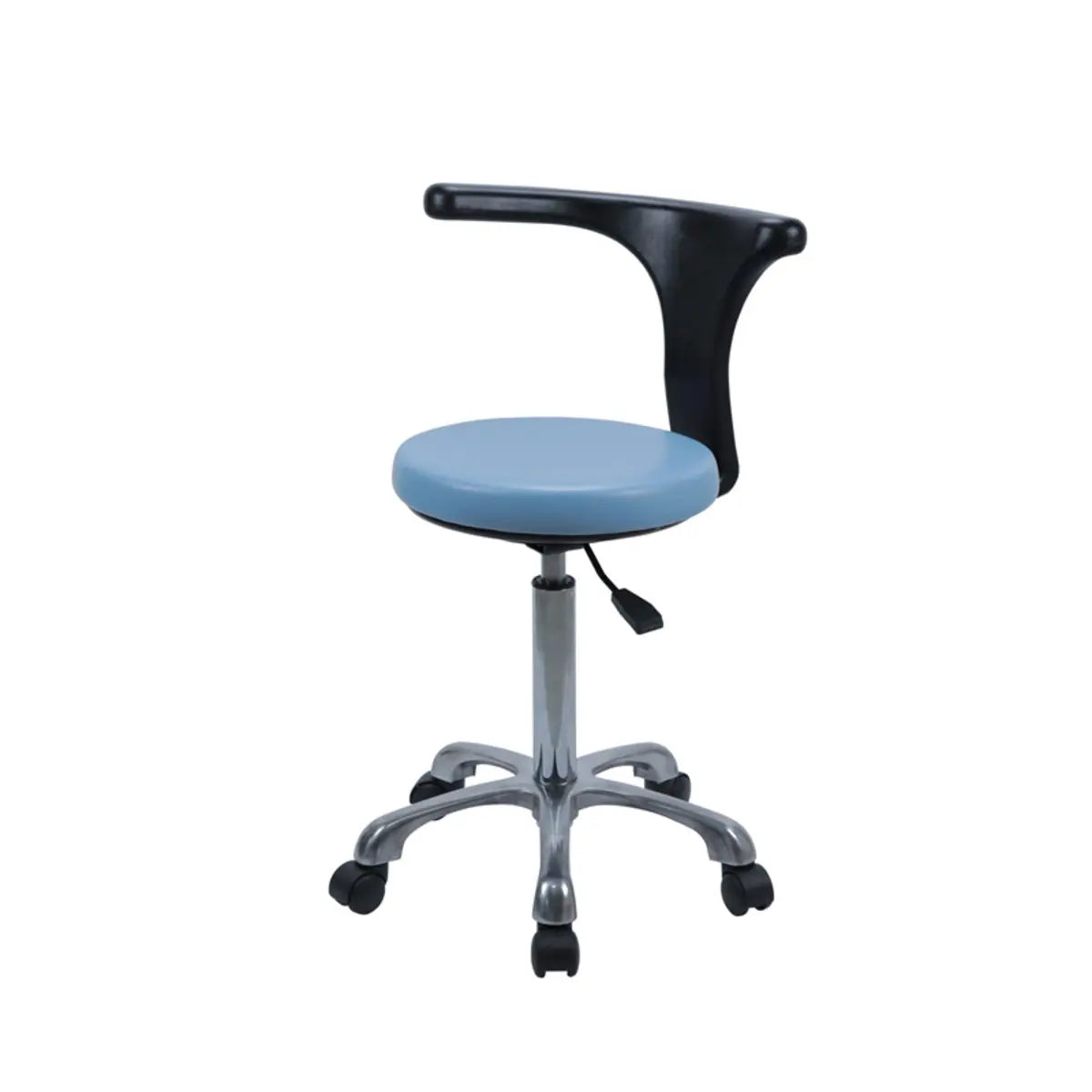 Modern Round Alloy Blue Office Stool Casters Upholstered