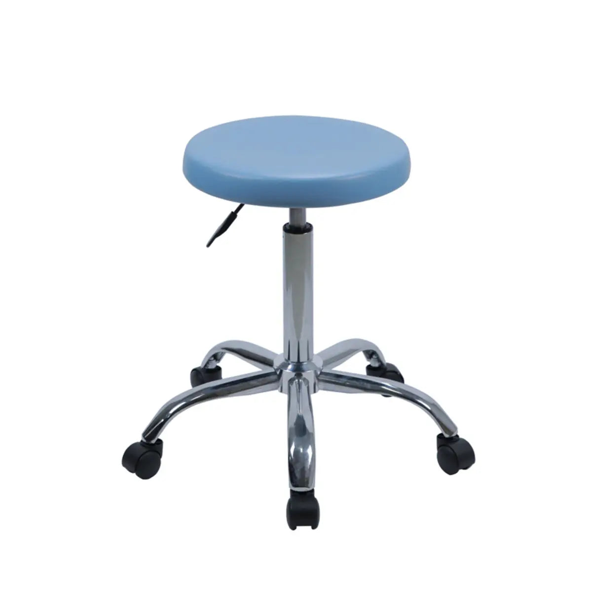 Modern Round Alloy Blue Office Stool Casters Upholstered