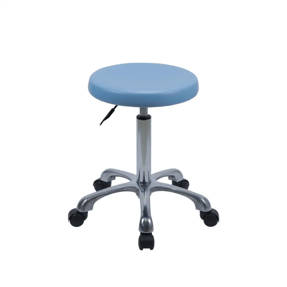 Modern Round Alloy Blue Office Stool Casters Upholstered