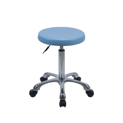 Modern Round Alloy Blue Office Stool Casters Upholstered