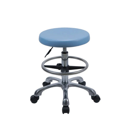 Modern Round Alloy Blue Office Stool Casters Upholstered